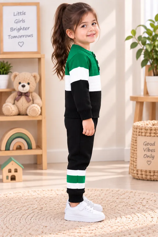 Green_Colorblock_Sweater_For_Girls