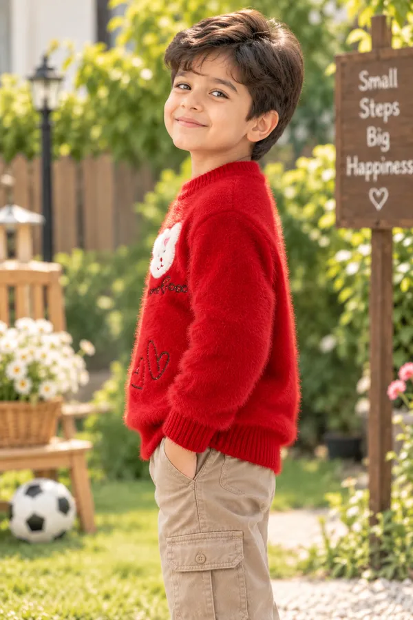 Red_Fuzzy_Knit_Sweater_For_Boys