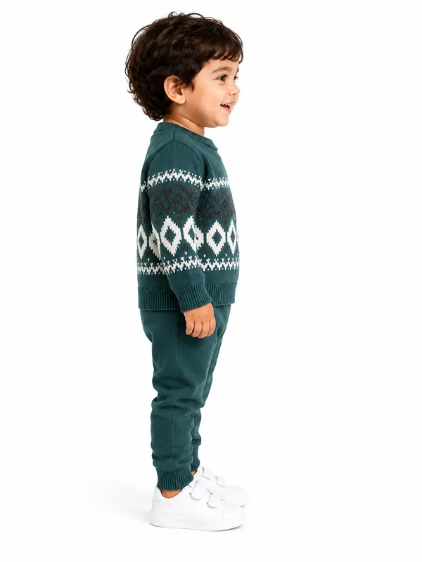 Teal_Knit_Patterned_Sweater_For_Boys