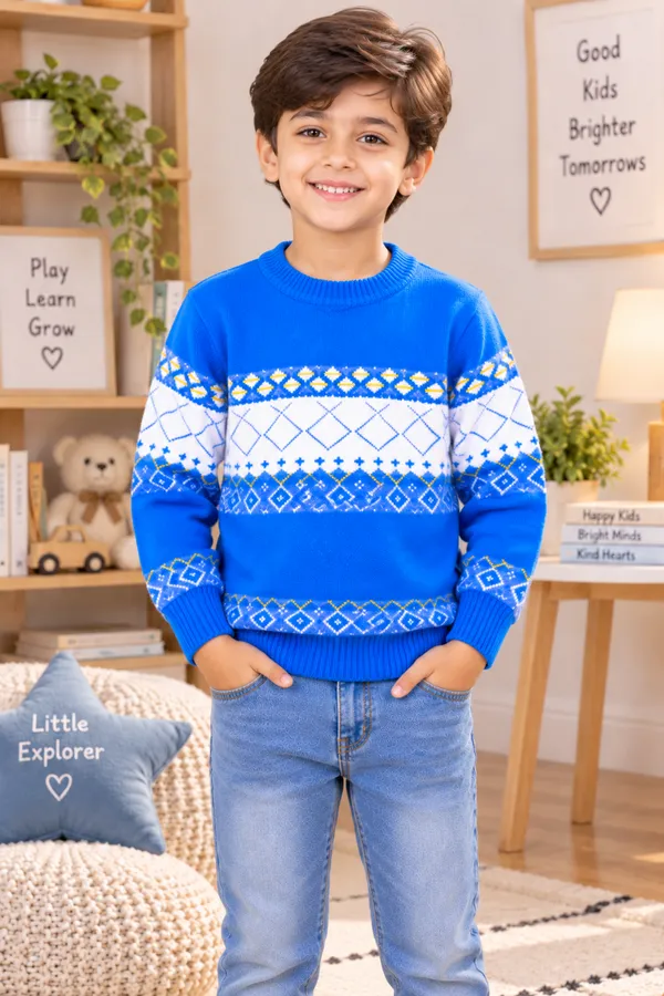 Blue_Knitted_Regular_Fit_Sweater_For_Boys
