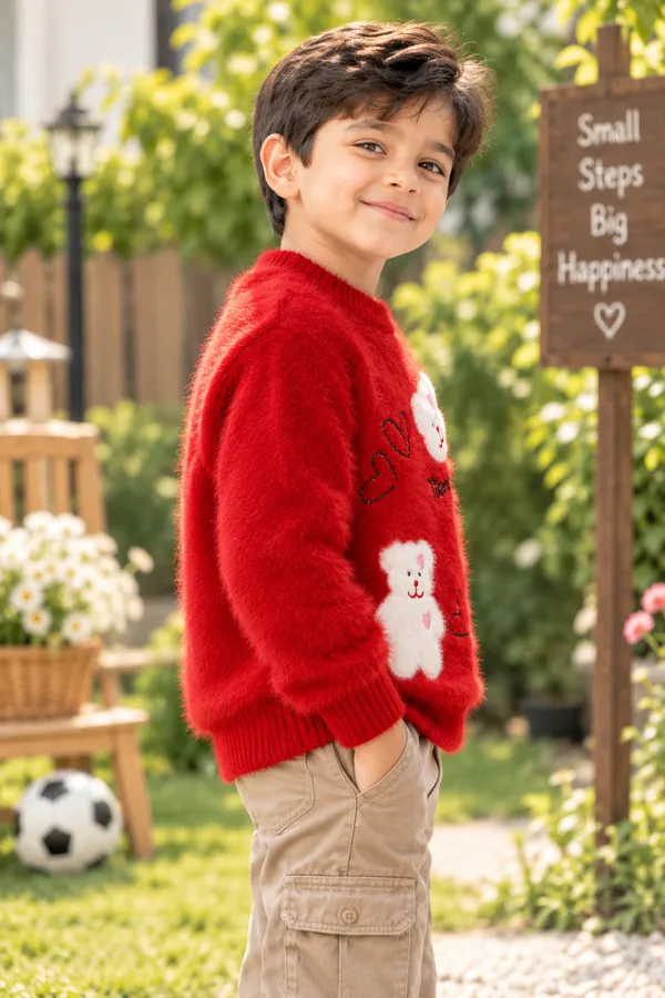 Red_Fuzzy_Knit_Sweater_For_Boys