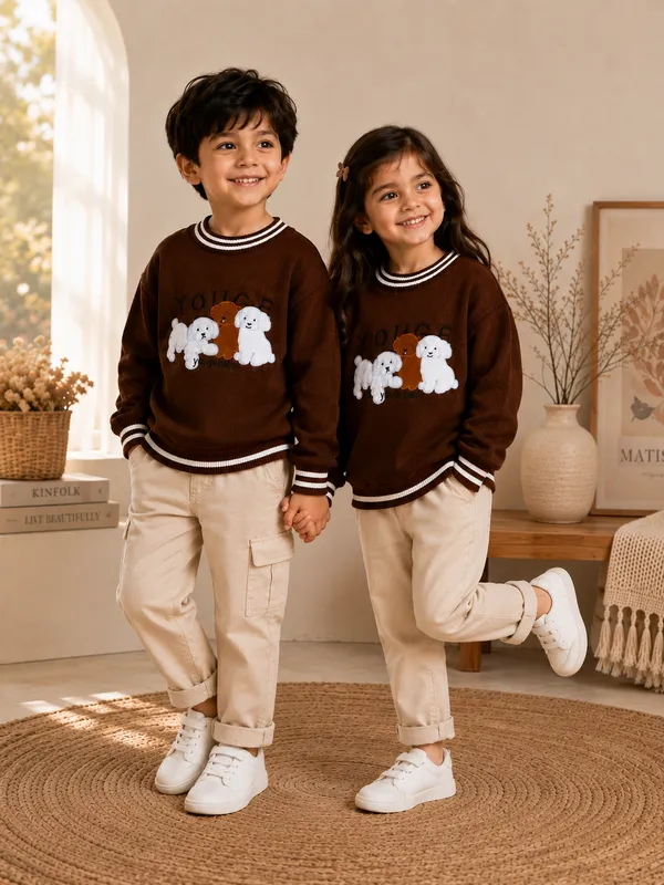 Brown_Crew_Neck_Graphic_Sweater_For_Boy_And_Girl_Pack_Of_2