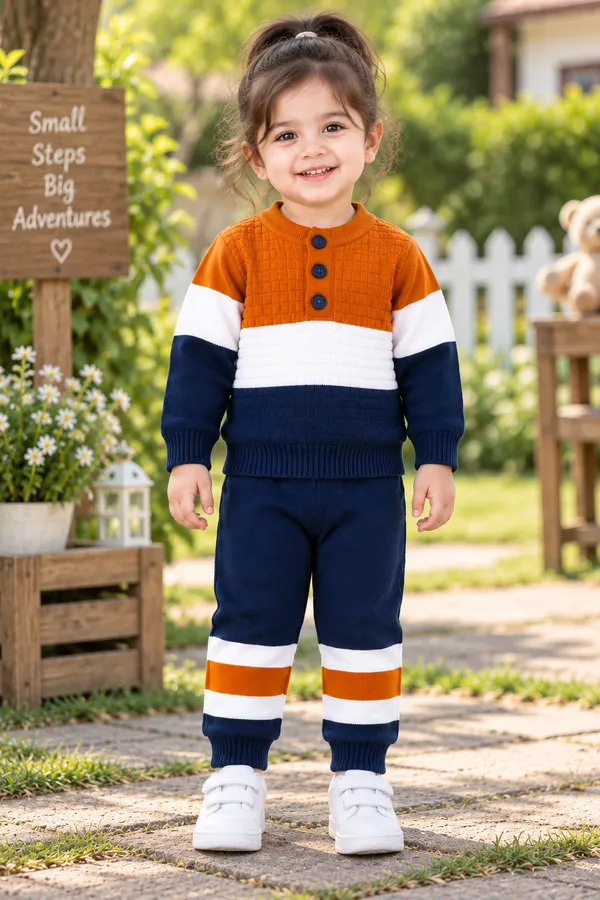 Orange_White_Navy_Knit_Sweater_For_Girls