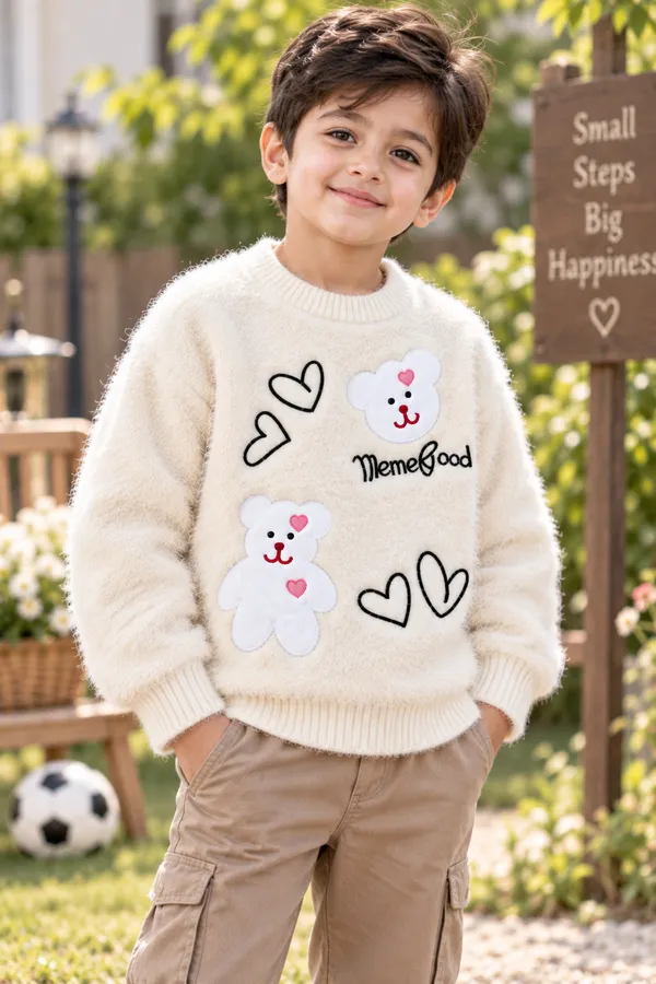 White_Fuzzy_Knit_Sweater_For_Boys