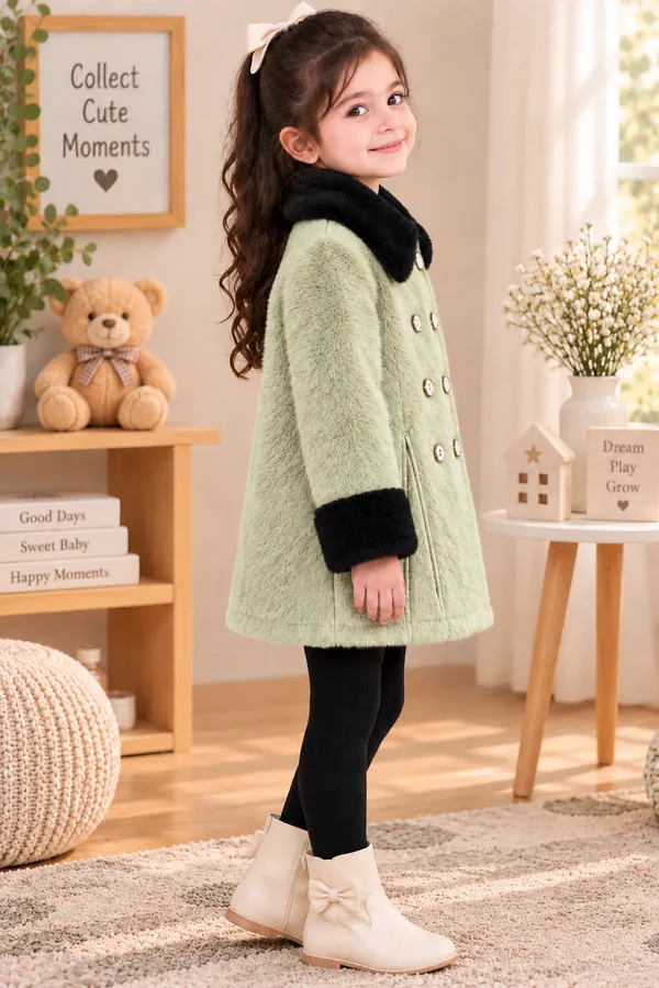 Green_Fleece_Flared_Coat_For_Girls