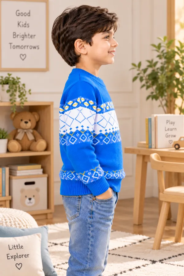 Blue_Knitted_Regular_Fit_Sweater_For_Boys