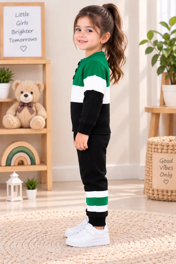 Green_Colorblock_Sweater_For_Girls