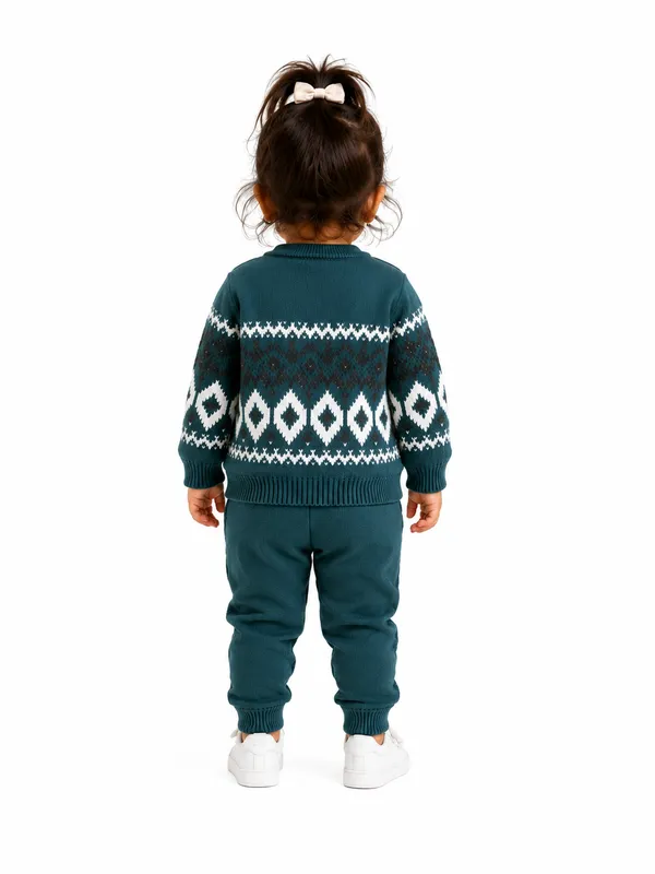 Teal_Patterned_Regular_Fit_Sweater_For_Girls