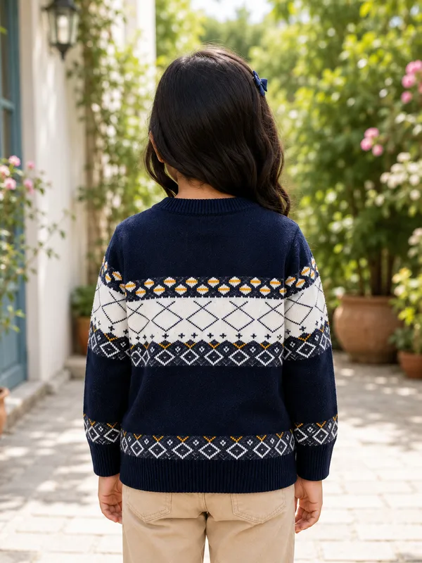 Navy_Knit_Regular_Fit_Sweater_For_Girls