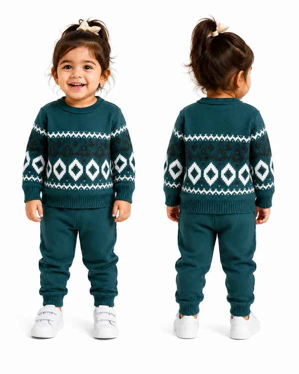 Teal_Patterned_Regular_Fit_Sweater_For_Girls