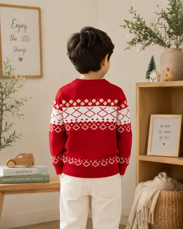 Red_Knit_Regular_Fit_Sweater_For_Boys