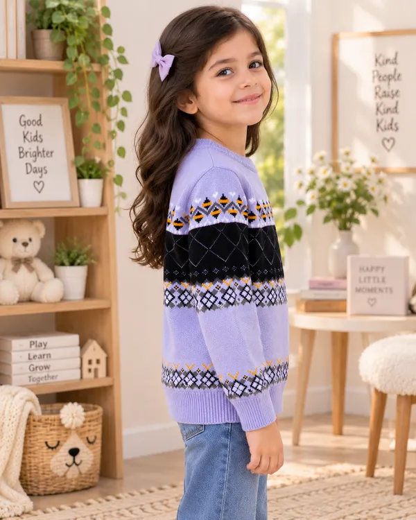 Lavender_Knitted_Regular_Fit_Sweater_For_Girls