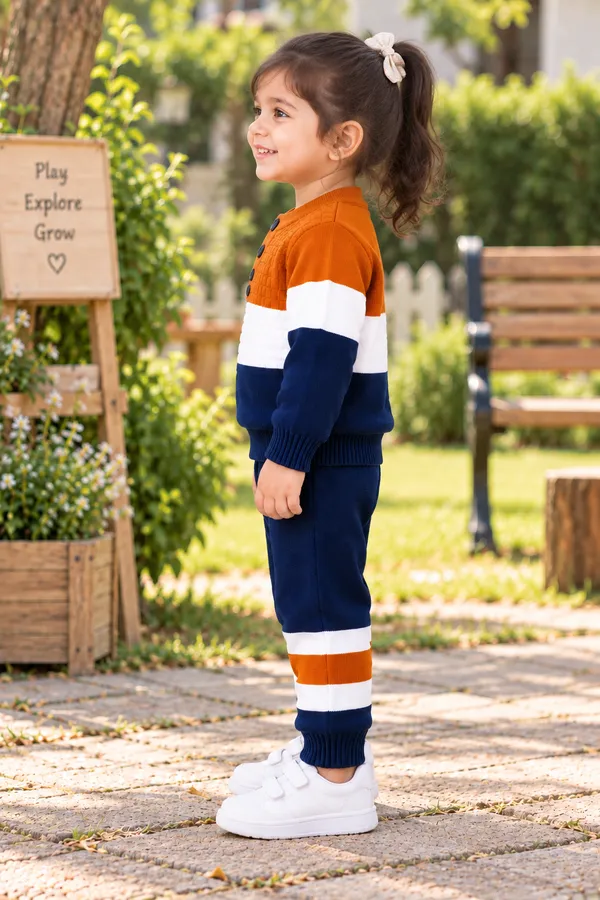 Orange_White_Navy_Knit_Sweater_For_Girls