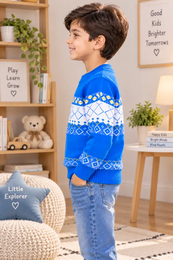 Blue_Knitted_Regular_Fit_Sweater_For_Boys