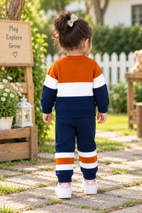 Orange_White_Navy_Knit_Sweater_For_Girls