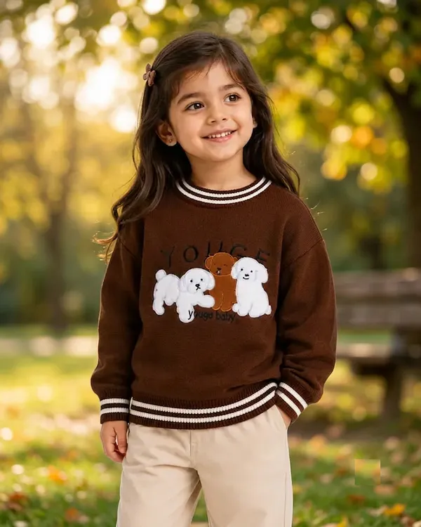 Brown_Knit_Casual_Sweater_For_Girls