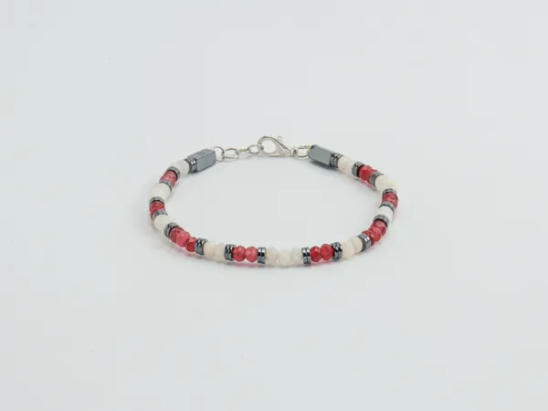 Pink_And_White_Quartz_Faceted_Natural_Stone_Bracelet_For_Unisex