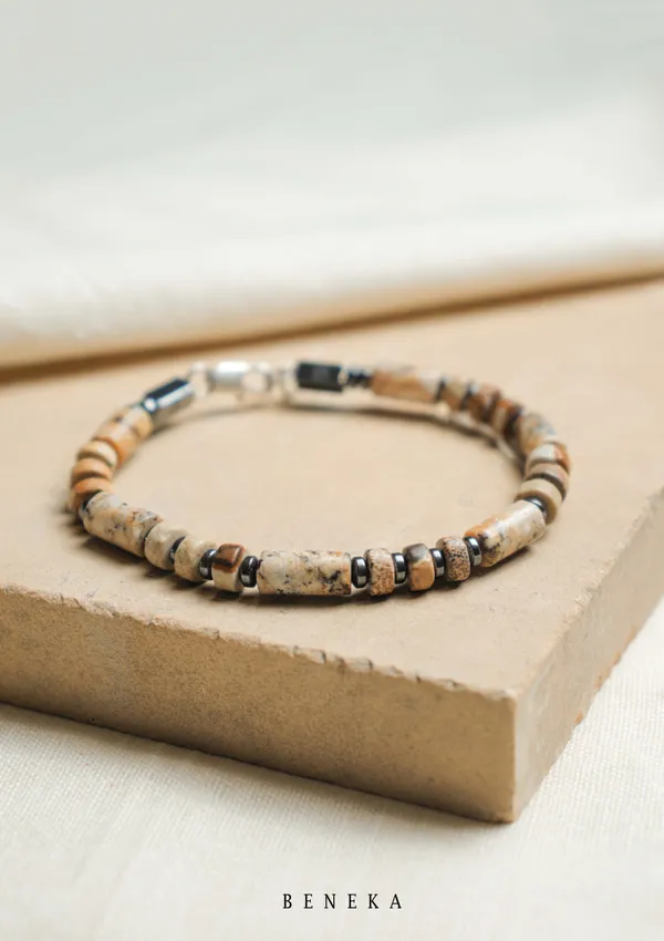 Brown_Landscape_Jasper_Natural_Stone_Clasp_Bracelet_For_Unisex