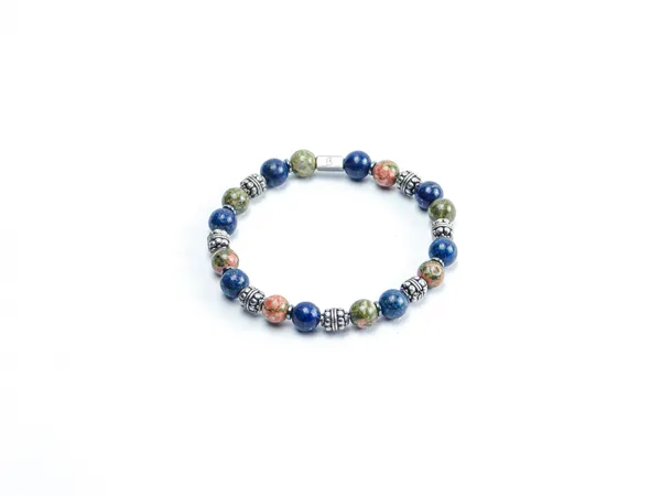 Green_And_Red_Lapis_Lazuli_Unakite_Jasper_Slip-On_Bracelet_For_Unisex