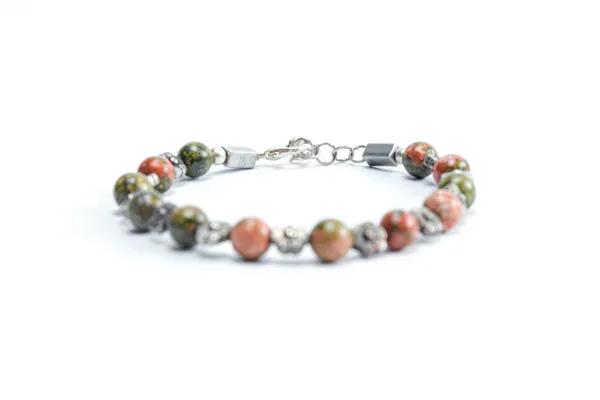 Green_And_Red_Unakite_Jasper_Natural_Stone_Bracelet_For_Unisex