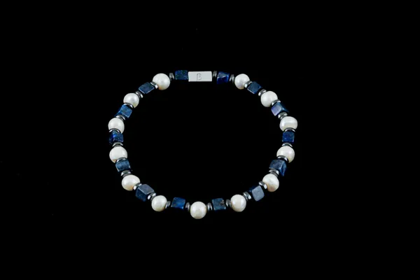 Blue_White_Lapis_Lazuli_Sea_Pearl_Natural_Stone_Bracelet_For_Unisex