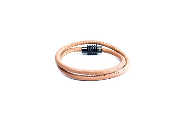 Brown_Nappa_Leather_Looped_Magsnap_Bracelet_For_Unisex