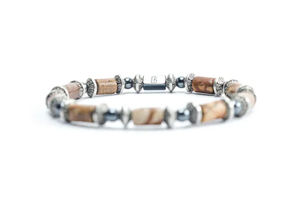 Brown_Landscape_Jasper_Natural_Stone_Slip-On_Bracelet_For_Unisex