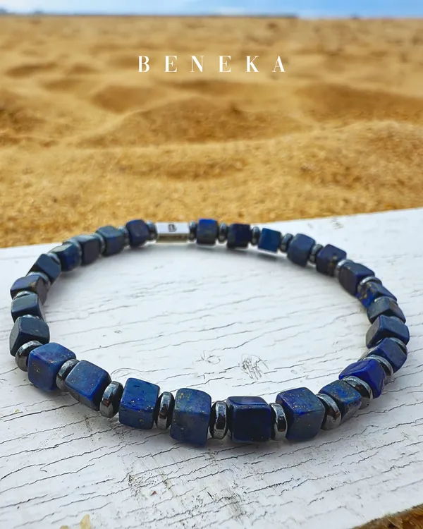 Blue_Lapis_Lazuli_Cube_Cut_Natural_Stone_Bracelet_For_Unisex