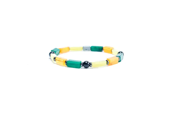 Multicolour_Howlite_Emerald_Black_Onyx_Slip-On_Bracelet_For_Unisex