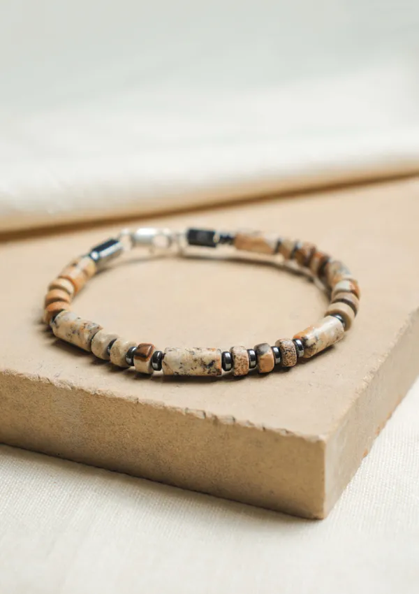 Brown_Landscape_Jasper_Natural_Stone_Clasp_Bracelet_For_Unisex