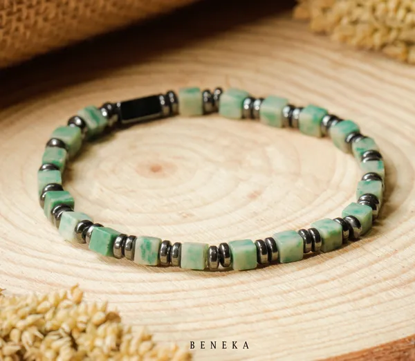 Green_Natural_Stone_Cube-Cut_Aventurine_Bracelet_For_Unisex