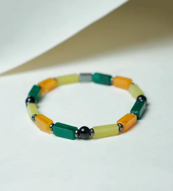 Multicolour_Howlite_Emerald_Black_Onyx_Slip-On_Bracelet_For_Unisex