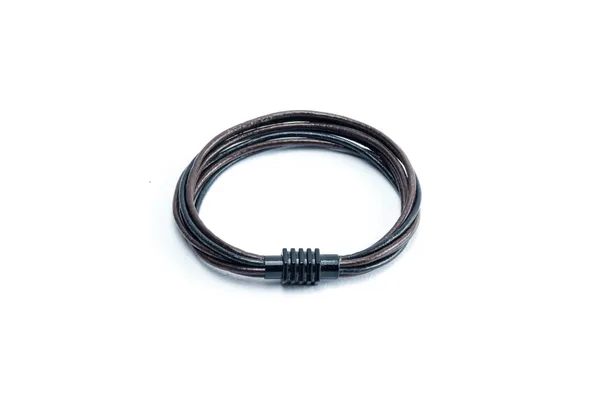 Black_And_Brown_Leather_Magnetic_Clasp_Bracelet_For_Unisex