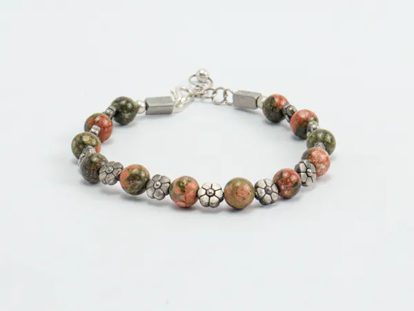Green_And_Red_Unakite_Jasper_Natural_Stone_Bracelet_For_Unisex