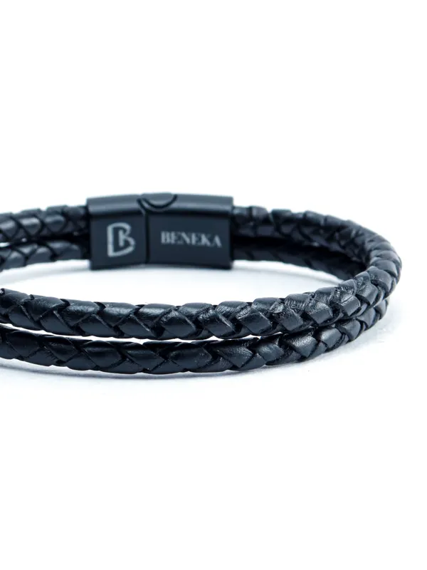 Brown_Leather_Double_Rope_Textured_Bracelet_For_Unisex
