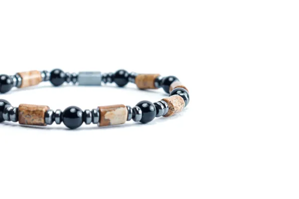 Brown_And_Black_Onyx_And_Landscape_Jasper_Slip-On_Bracelet_For_Unisex