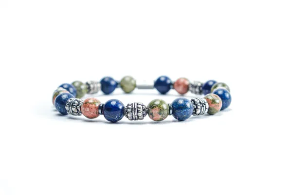 Green_And_Red_Lapis_Lazuli_Unakite_Jasper_Slip-On_Bracelet_For_Unisex