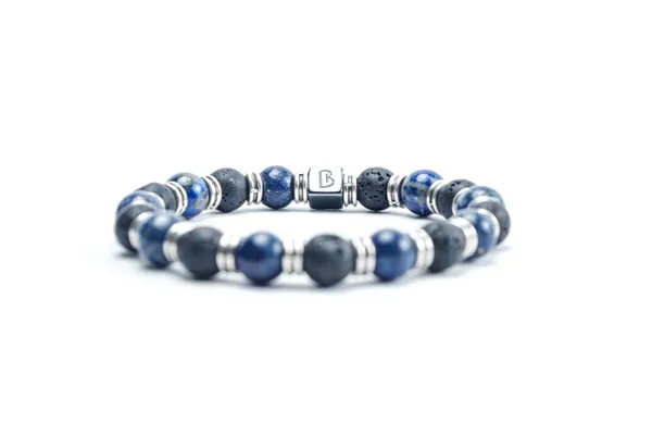 Black_Lapis_Lazuli_And_Lava_Stone_Slip-On_Bracelet_For_Unisex
