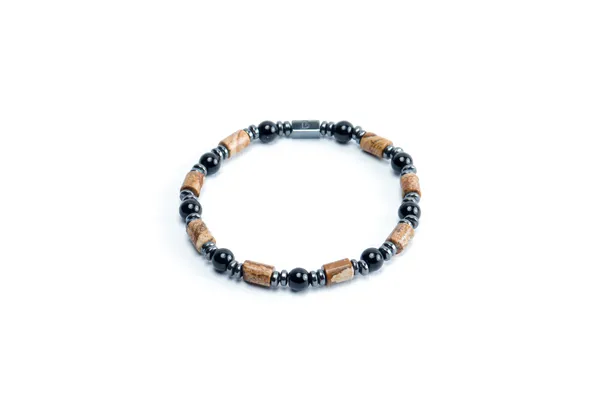 Brown_And_Black_Onyx_And_Landscape_Jasper_Slip-On_Bracelet_For_Unisex