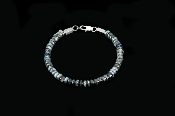 Black_And_Brown_Natural_Labradorite_Stone_Clasp_Bracelet_For_Unisex