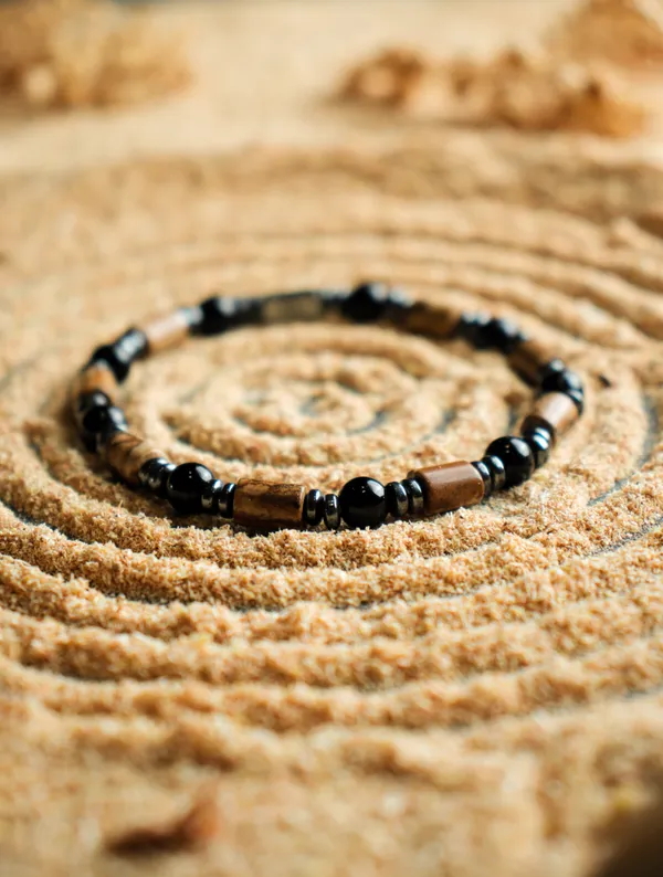 Brown_And_Black_Onyx_And_Landscape_Jasper_Slip-On_Bracelet_For_Unisex