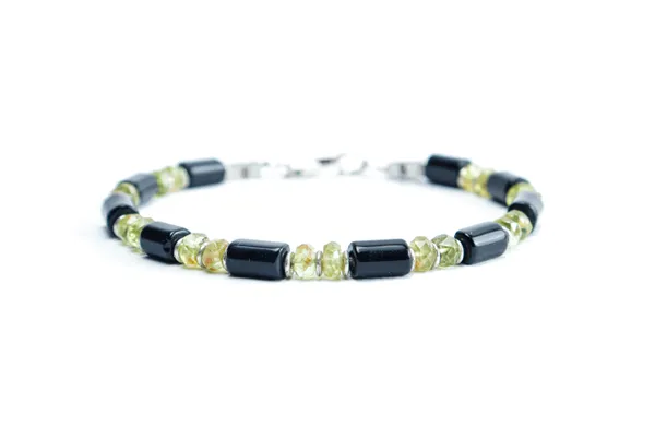 Black_Green_Onyx_Peridot_Natural_Stone_Bracelet_For_Unisex