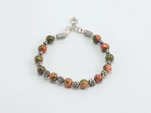 Green_And_Red_Unakite_Jasper_Natural_Stone_Bracelet_For_Unisex