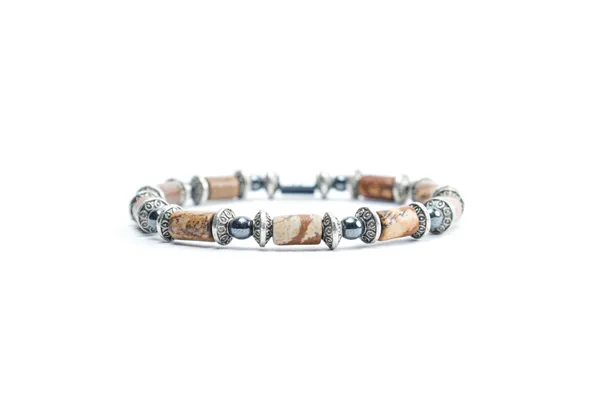 Brown_Landscape_Jasper_Natural_Stone_Slip-On_Bracelet_For_Unisex