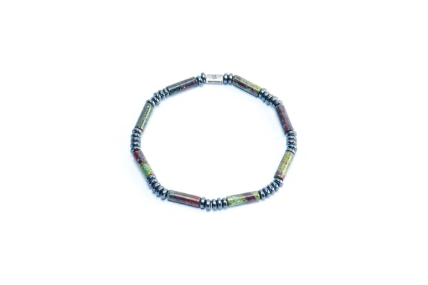 Green_Natural_Zoisite_Cylinder_Cut_Slip-On_Bracelet_For_Unisex