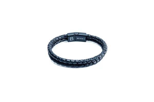 Brown_Leather_Double_Rope_Textured_Bracelet_For_Unisex