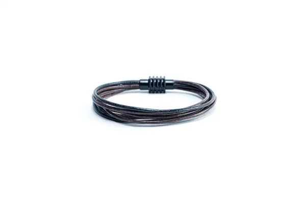 Black_And_Brown_Leather_Magnetic_Clasp_Bracelet_For_Unisex