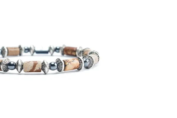 Brown_Landscape_Jasper_Natural_Stone_Slip-On_Bracelet_For_Unisex