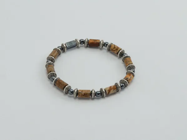 Brown_Landscape_Jasper_Natural_Stone_Slip-On_Bracelet_For_Unisex