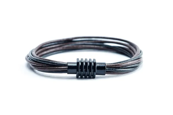 Black_And_Brown_Leather_Magnetic_Clasp_Bracelet_For_Unisex